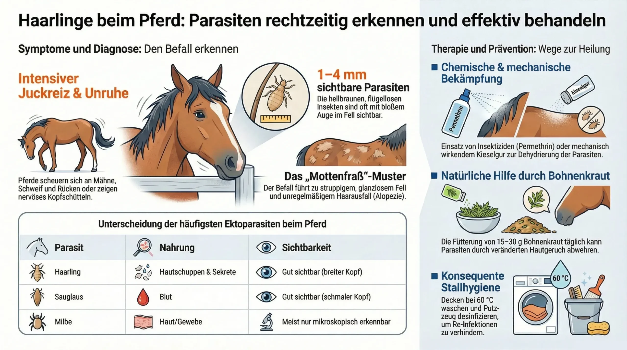 Infografik zum Thema Haarlinge beim Pferd